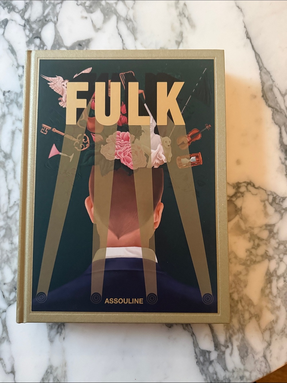 Assouline Kids Book Box in Navy and Gold with Floral Accent